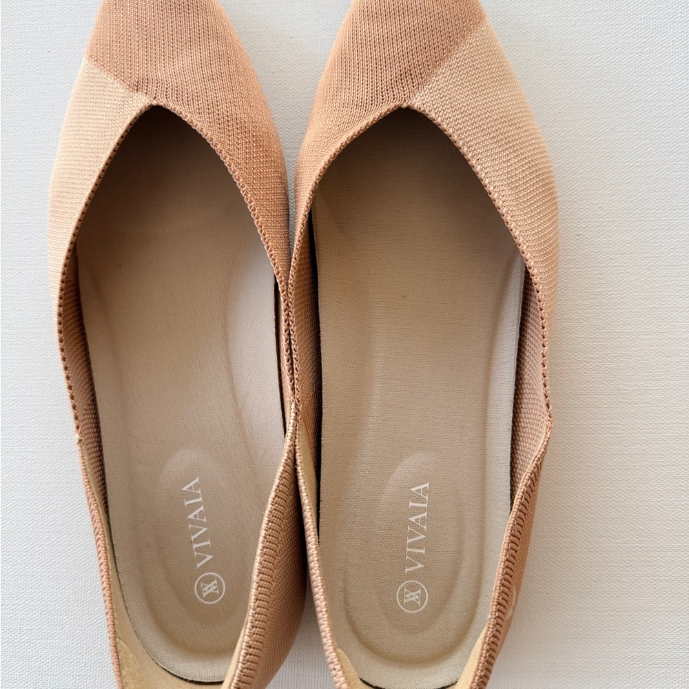 VIVAIA Pointed Toe Flats Nude Blush Knit Slip On Comfort Shoes Size 40 - Picture 4 of 9